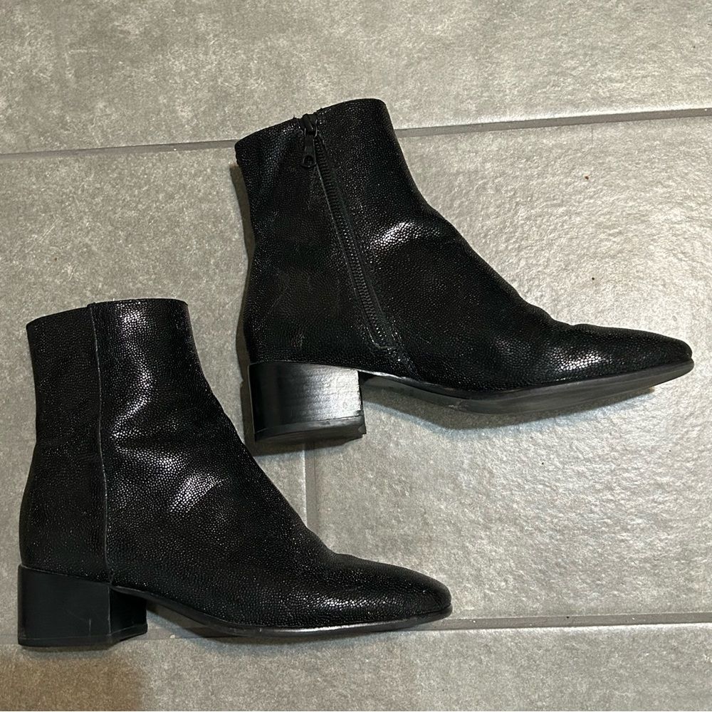 Rag & Bone Black Pebbled Leather Block Heel Mid Boots Women’s Shoe Size 6.5 - Picture 7 of 12